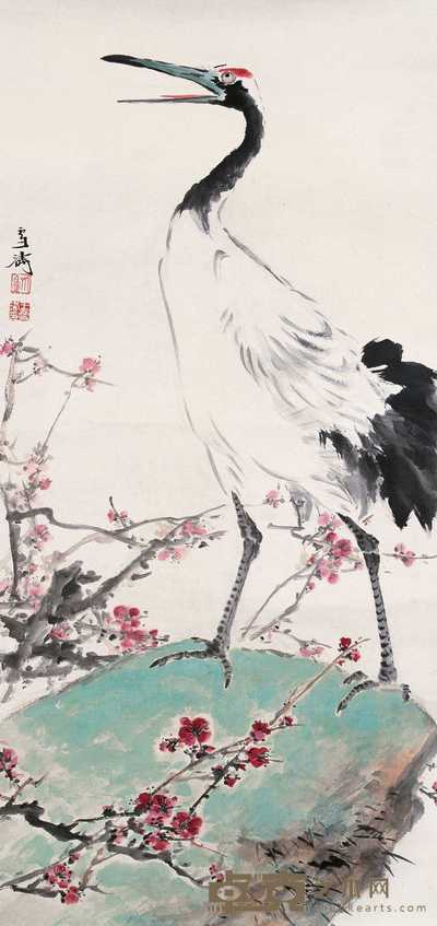 王雪涛 梅鹤图 镜心 103×48.5cm